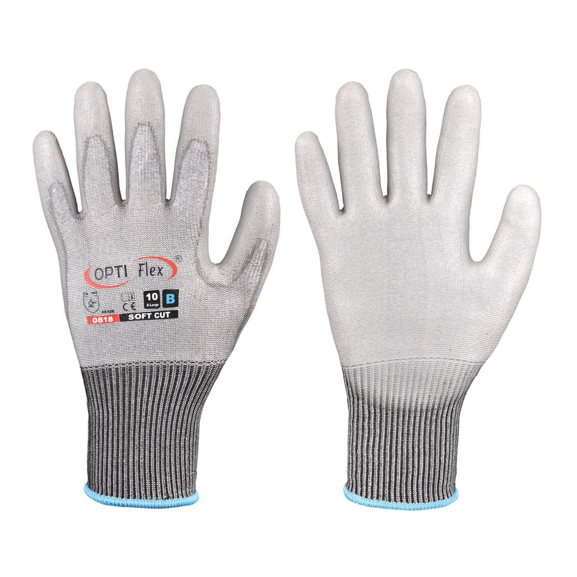 Optiflex Soft Cut  0818 Schnittschutzhandschuhe mit Polyurethan-Beschichtung grau, VE 60 Paar